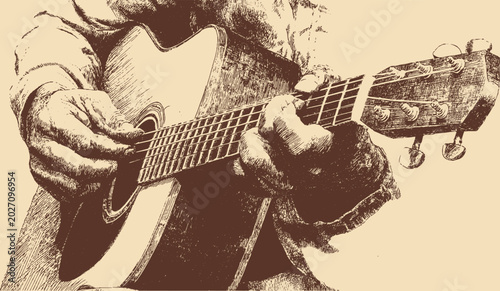 Foto A vector illustration of a person playing guitar with a guitar pick