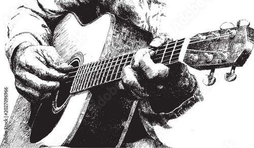 Foto A vector illustration of a person playing guitar with a guitar pick