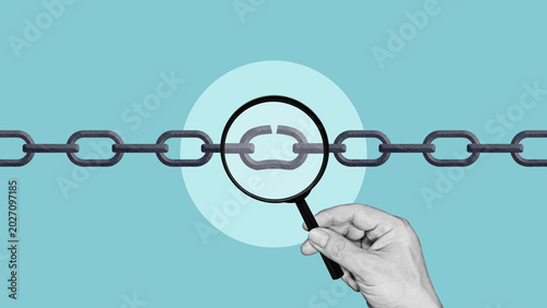 Weakest link analysis concept, identifying vulnerabilities, system failure detection, risk assessment, bottleneck investigation, business problem solving and quality control