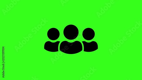Animated business leadership icon with three user silhouettes on a green screen background for motion graphic use