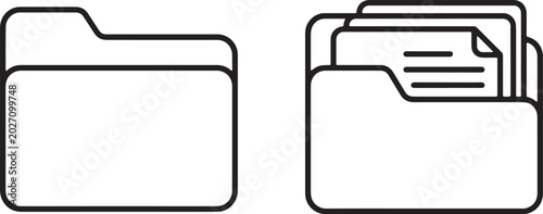 Foto Art & Illustration, Empty directory tab folder and archive folder with stacked d
