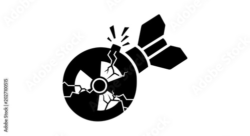 Fotografía Nuclear bomb icon shows a cracked radioactive symbol integrated with a missile shape to represent atomic energy risks and global hazards