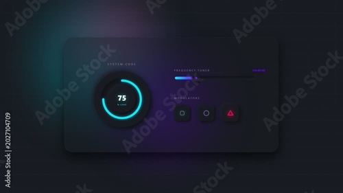 Abstract digital interface with neon elements and data visualization