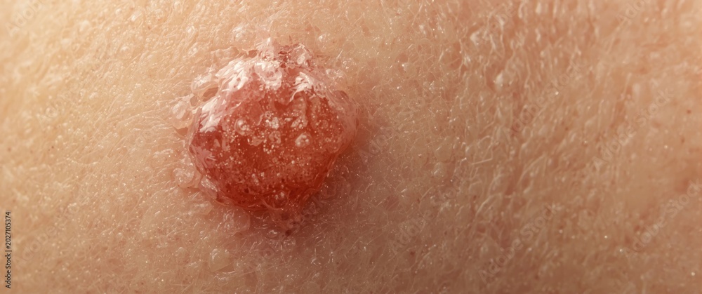 Fototapeta premium Pimple Close-Up on Skin Abstract Texture, Purifying Action, Detailed Shot