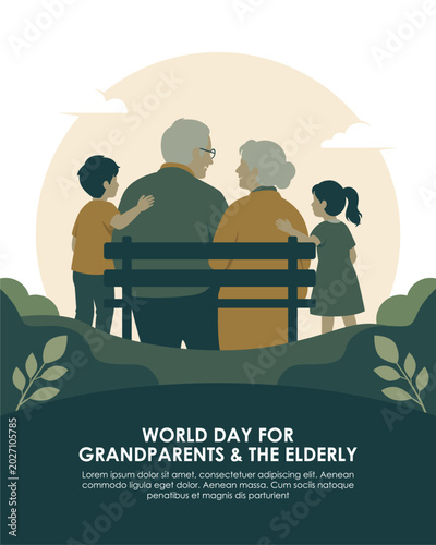 vector world day of grandparents and the elderly poster template