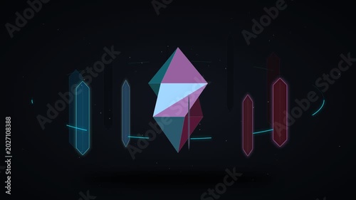 Abstract geometric shapes and lines on black background