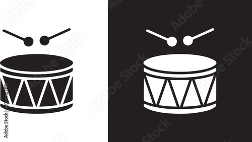 Photos Black and white silhouette icon of a marching snare drum. vector