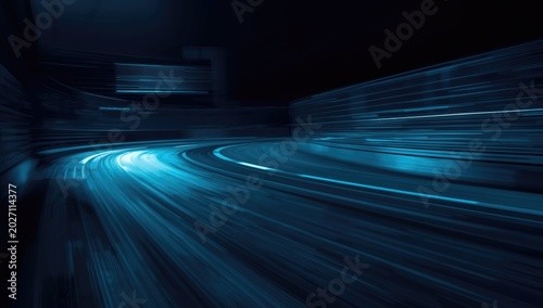 Blurred motion scene of a track at night enhanced with chill directional light accents