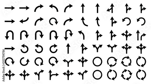 Fotografie Black Arrows and Symbols Icons Set.