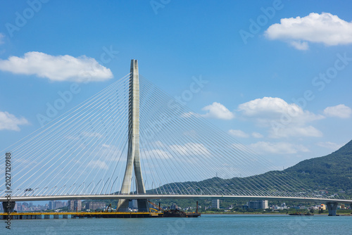 Danjiang Bridge in Tamsui Taipei city