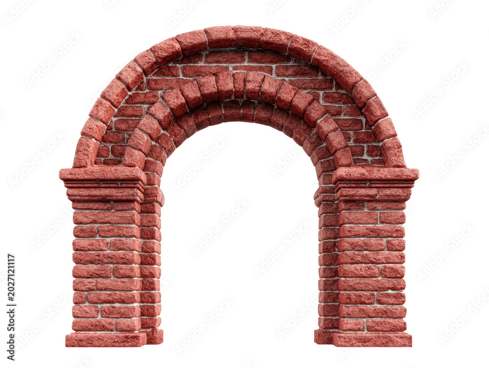 Fototapeta premium Brickarchway Red Brick Arch Isolated on Transparent Background