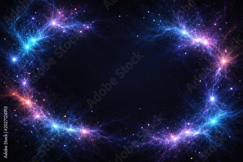 Abstract electric particles texture background with modern dark space and area for text