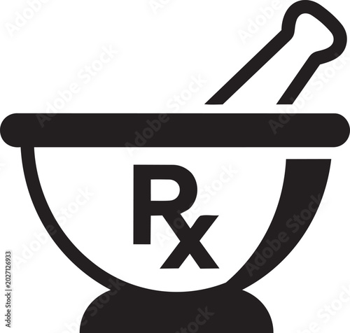 Photos Black pharmacy mortar and pestle rx symbol icon