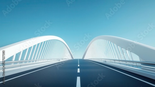 Futuristic bridgetower hybrid, 3D concept, hightech infrastructure, sleek lines, smart city theme