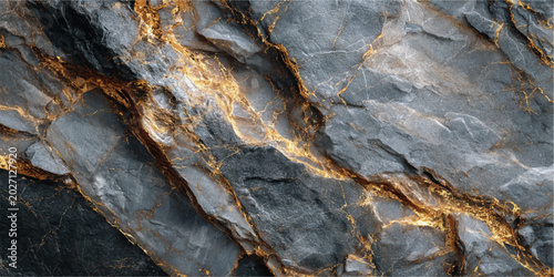 Cuadro en lienzo An ancient, rough stone wall texture and natural brown wood bark pattern present