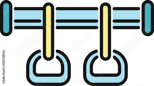 Tableau sur toile Gymnastic rings hanging from a bar, representing fitness and strength training