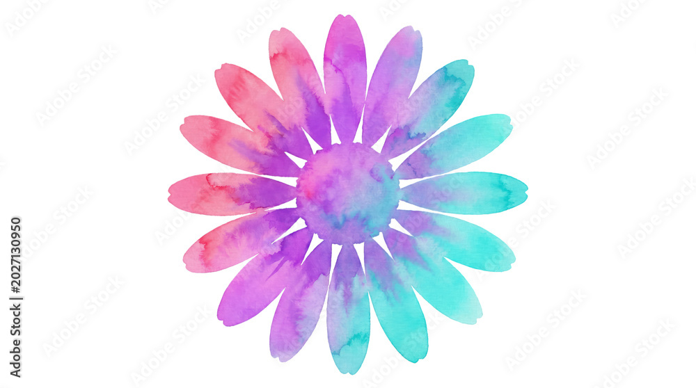Fototapeta premium Vibrant Multicolored Flower with Pink, Purple, and Blue Petals, Isolated on Transparent Background