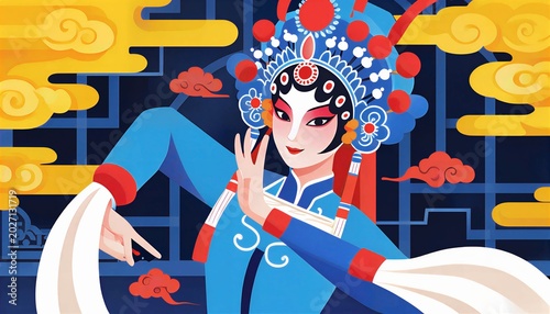 Chinese Peking Opera Actress Traditional Art Illustration