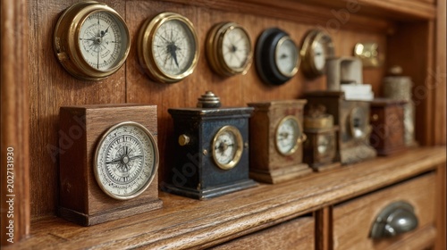 Antique compasses and navigational instruments display