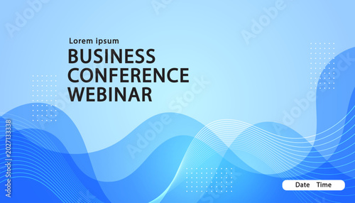 Fotografie Abstract business conference webinar background with blue gradient wave shapes