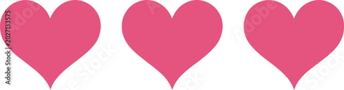 Three pink heart icons in a row