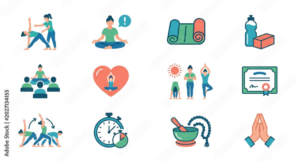 Fototapeta premium Collection of Yoga and Wellness Icons.