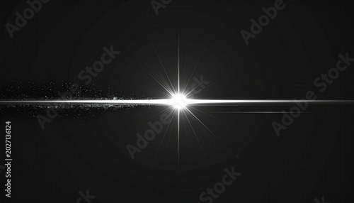 Source lumineuse d'explosion d'étoile blanche avec des particules brillantes et reflets d'objectif sur fond abstrait sombre
