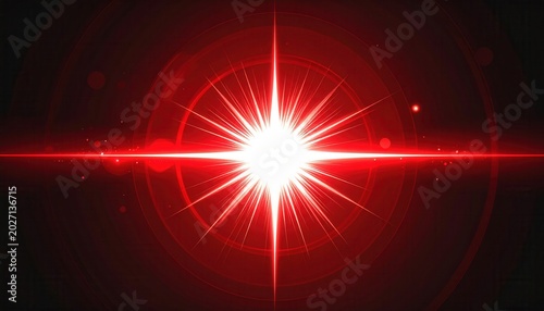 Effet d'explosion d'étoile blanche dynamique rayonnant des faisceaux lumineux rouges intenses et des motifs circulaires