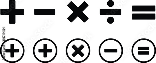Photos Math symbol icon set plus minus multiply divide equal vector illustration