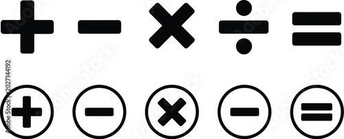 Foto Math symbol icon set plus minus multiply divide equal vector illustration