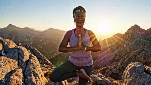 Yoga on Mountain Peak at Sunrise — Find Inner Peace & Calm | Generative AI
