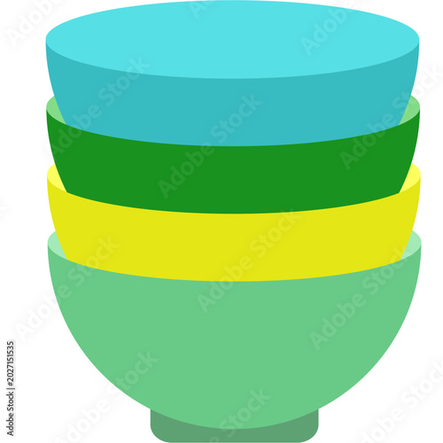 Stack of Colorful Plastic Bowls