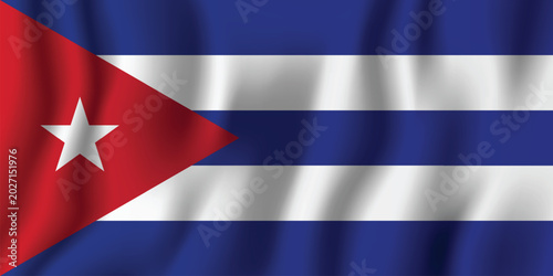Cuban flag waving in the wind a national symbol of the Caribbean island nation
