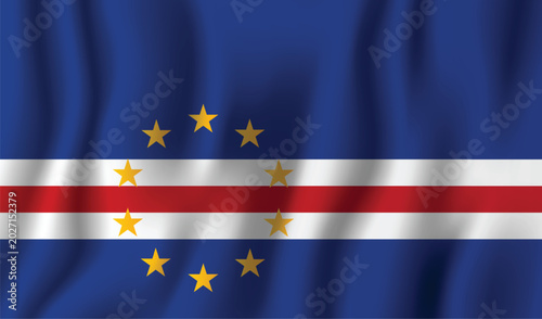 Cape Verde national flag waving with blue background and yellow stars vector illustration