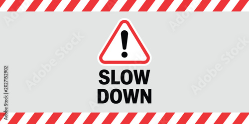 Foto Slow down traffic sign icon, modern flat vector road safety warning symbol indicating reduced speed and traffic caution