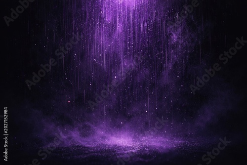 Mystical purple rain texture set against a soft shadow black background