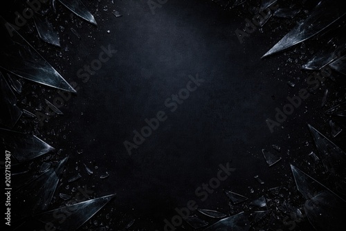 Deep shadowed background with generous design area and broken glass shards
