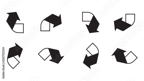 Tableau sur toile Abstract Dark Recycle Arrow Icons Set On Black Background