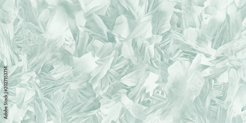 Foto Close-up view of delicate ice crystals forming intricate patterns, showcasing the ethereal beauty of winter's frozen artistry in a soft, cool palette