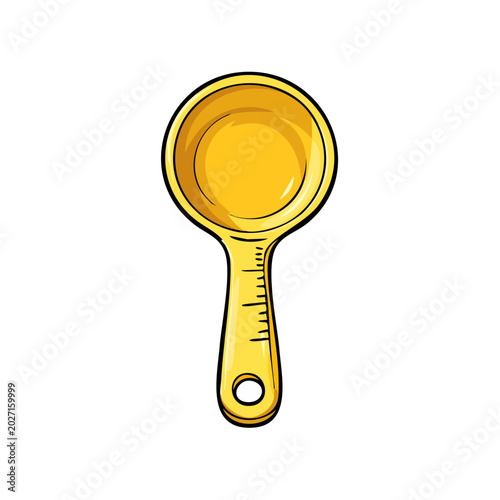 Golden Measuring Spoon With Scale Markings and Hanging Hole