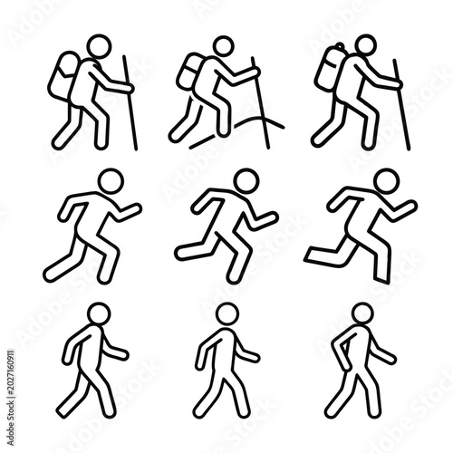 Hiking Running Walking Activity Icons