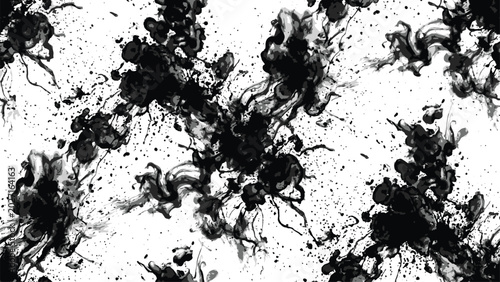 Abstract Monochrome Ink Splatter Seamless Pattern Background