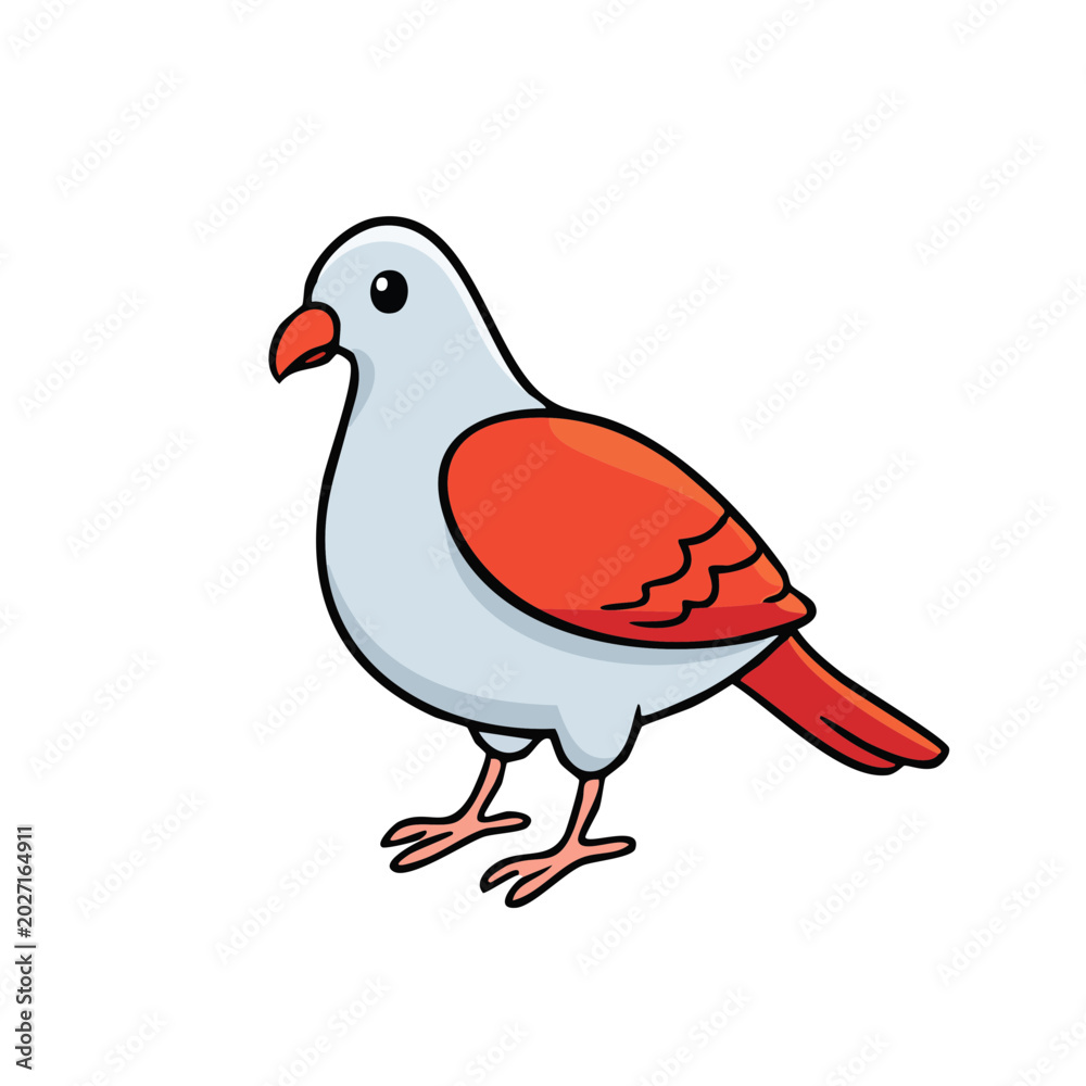 Obraz premium Charming cartoon illustration of a friendly white and orange bird standing