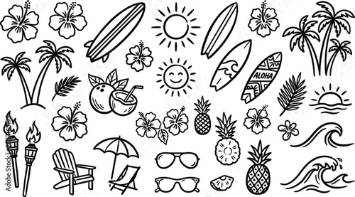 Photos Tropical summer vacation icons and symbols