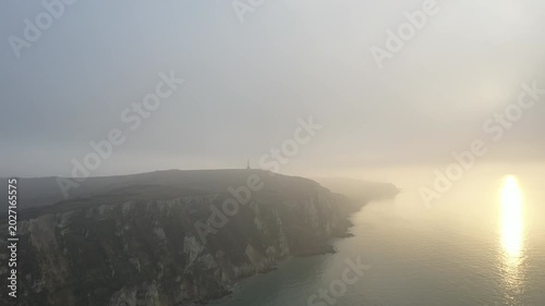 Aerial View of Cap Blanc-Nez in the Mist, Côte d’Opale, France