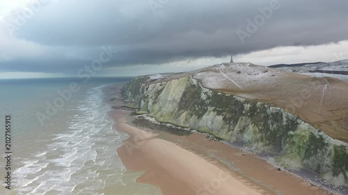 Aerial View of Cap Blanc-Nez in Winter, Côte d’Opale, France
