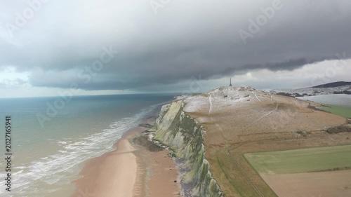 Aerial View of Cap Blanc-Nez in Winter, Côte d’Opale, France
