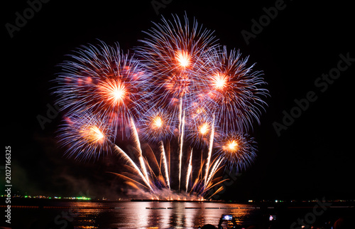 Colorful of fireworks for 4th July national holiday festival,independence day or New Year count down 
