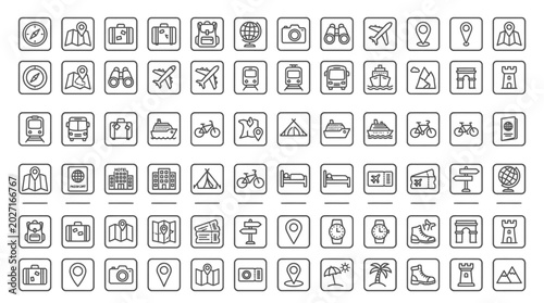 Schilderij op canvas Collection of various line icons.