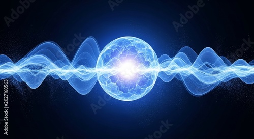 Planet Earth with electromagnetic waves in space cosmic energy futuristic digital art